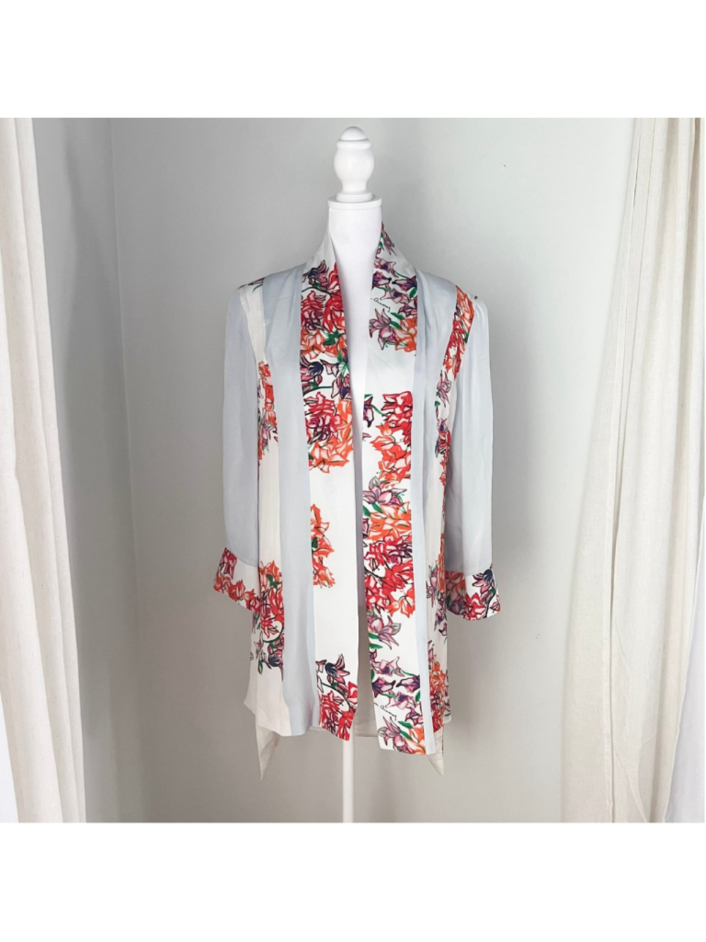 Ala von Auersperg Margaux Silk Kimono Jacket Floral XS Resort Topper MSRP $950